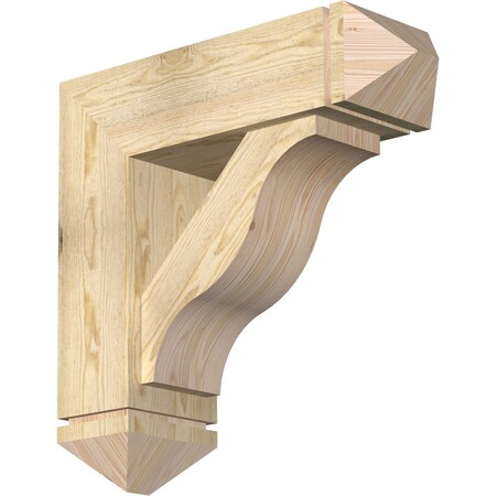 Ekena Millwork Funston Arts and Crafts Rough Sawn Bracket w/ Offset Brace, Douglas Fir, 8"W x 26"D x 26"H BKT0806X26X26FST03RDF